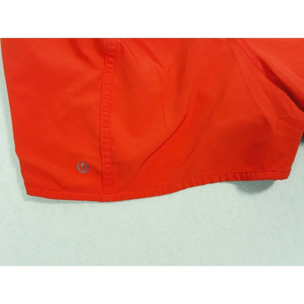 Lululemon Track That Lined Shorts Size 8 Red Orange Running Athletic Gym Sporty
